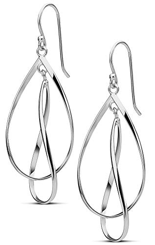 MILLA Teardrop Earrings for Women - Designer Silver Statement Earrings or Gold Dangle Earrings for Women Trendy Upscale Dangly Earrings (Double Teardrop/Sterling Silver Plated) - Image 1