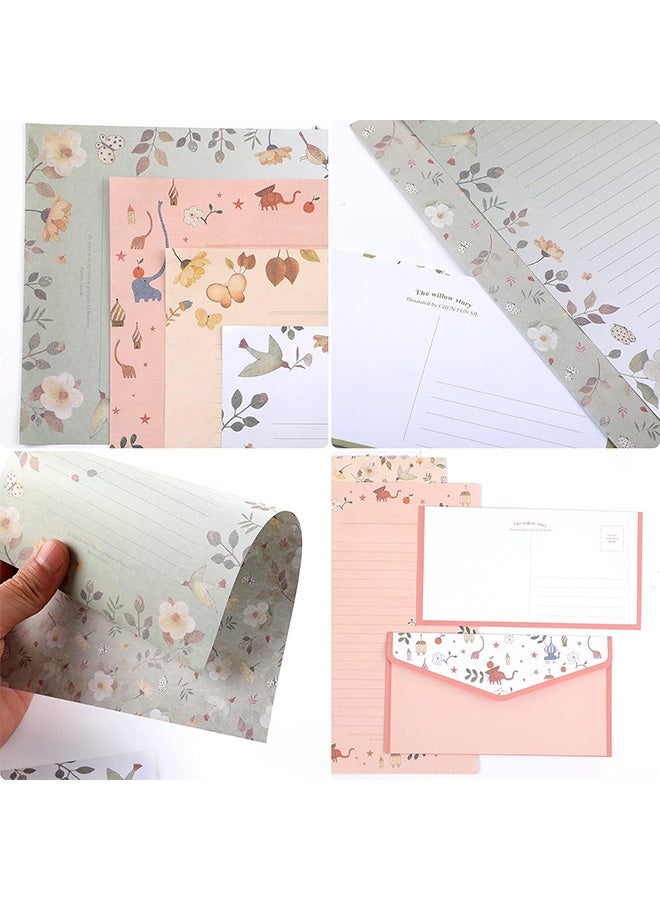 إم إكس إن مجموعة 27 قطعة من ورق الكتابة الثابت مع الأظرف - كتابة حروف زهرية عتيقة لطيفة وأظرف ورقية قرطاسية (18 ورقة مع 9 أظرف) - Image 3