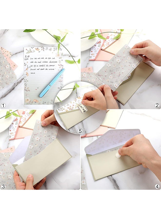 إم إكس إن مجموعة 27 قطعة من ورق الكتابة الثابت مع الأظرف - كتابة حروف زهرية عتيقة لطيفة وأظرف ورقية قرطاسية (18 ورقة مع 9 أظرف) - Image 4