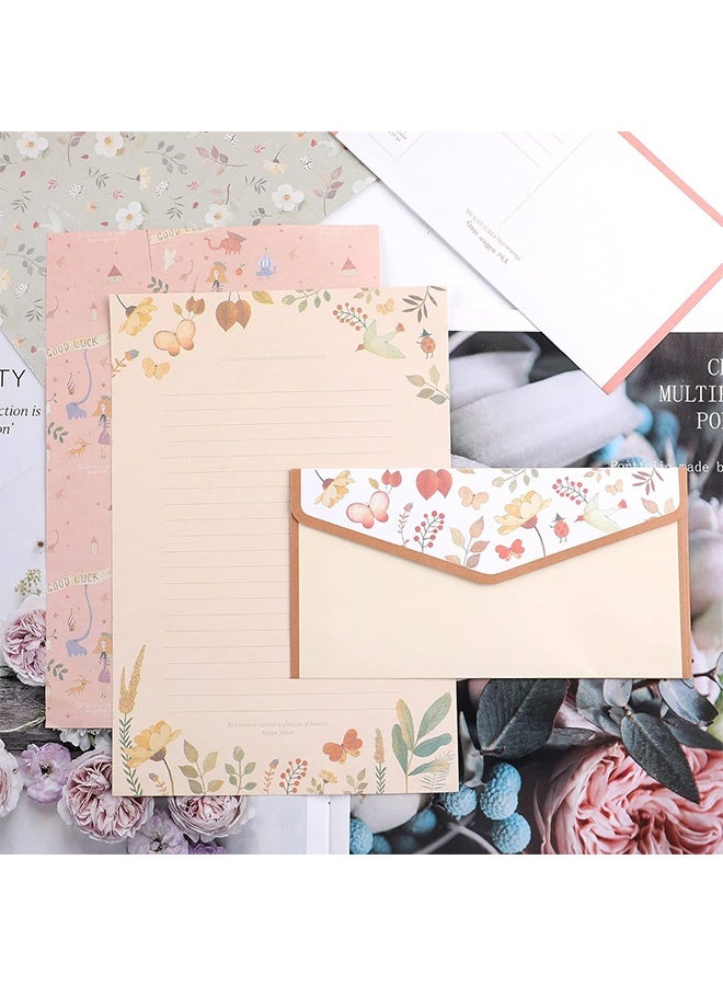 إم إكس إن مجموعة 27 قطعة من ورق الكتابة الثابت مع الأظرف - كتابة حروف زهرية عتيقة لطيفة وأظرف ورقية قرطاسية (18 ورقة مع 9 أظرف) - Image 5