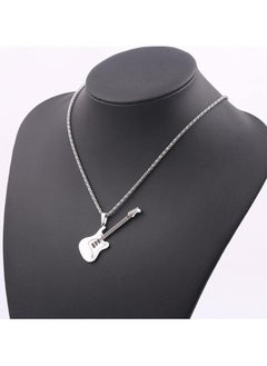 MARIO DRAFTS Stainless Steel Electric Guitar Pendant Necklace with Chain for Men's, Silver  - Image 5