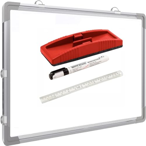 Eclet Non Magnetic 1.5 X 2 Feet Double Sided White Board Front Side Whiteboard Marker Surface and Back Side Chalkboard Surface with dustor Marker Scale (1.5 X 2 Feet, Pack of 1 Item) Z - Alloy Steel - Image 1