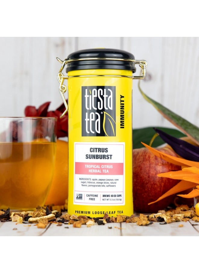 Tiesta Tea - Citrus Sunburst, Loose Leaf Tropical Citrus Herbal Tea, Non-Caffeinated, Hot And Iced Tea, 5.5 Oz Tin - 50 Cups, Natural, Flavored, Hot And Iced Tea, Herbal Hibiscus Tea Loose Leaf