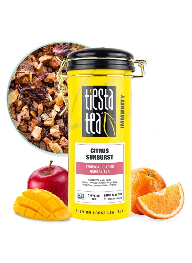 Tiesta Tea - Citrus Sunburst, Loose Leaf Tropical Citrus Herbal Tea, Non-Caffeinated, Hot And Iced Tea, 5.5 Oz Tin - 50 Cups, Natural, Flavored, Hot And Iced Tea, Herbal Hibiscus Tea Loose Leaf