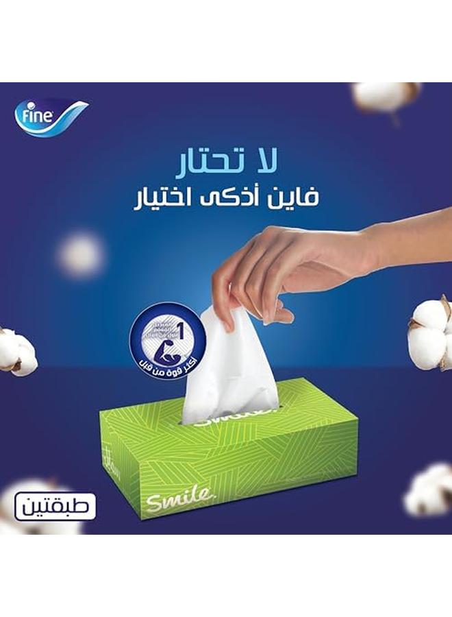 فاين مناديل سمايل للوجه مكونة من طبقتين مكونة من 36 × 70 ورقة مناديل سمايل للوجه جيدة لكل حالة مزاجية وناعمة لجميع أنواع البشرة مناديل سمايل بتقنية ستيريبرو - Image 2