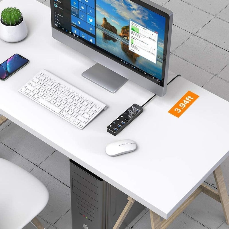 ChicAbode محوّل USB 3.0 بـ 7 منافذ مع مؤشرات LED ومفاتيح تشغيل فردية - Image 4