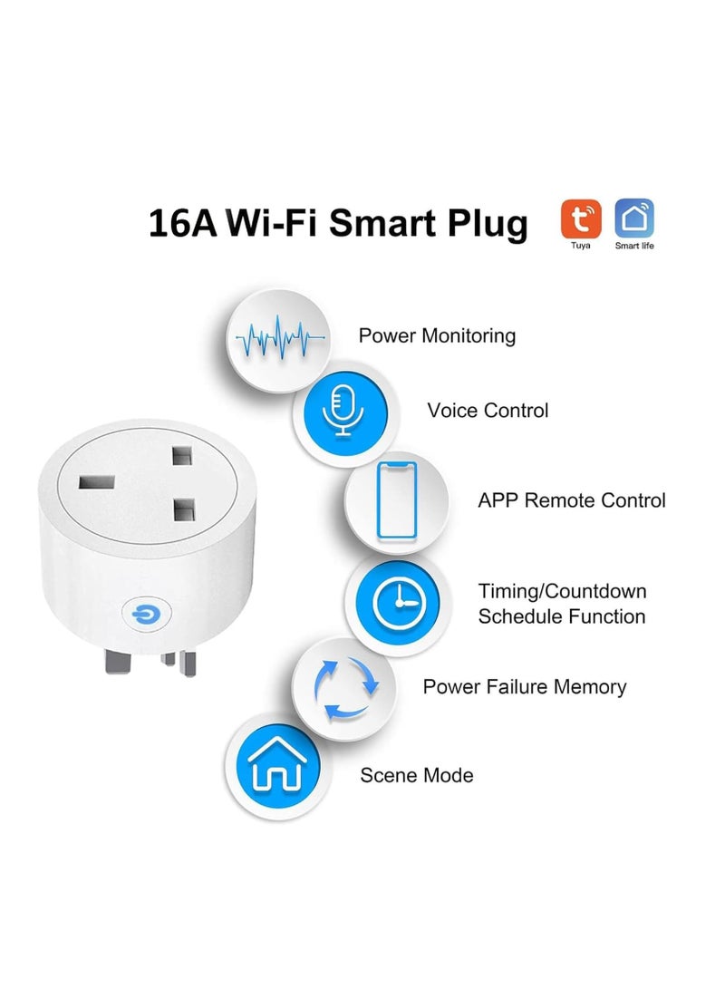 رايتشر قابس واي فاي ذكي، مقبس توصيل ذكي 16 أمبير متوافق، مع وظيفة مؤقت إحصاءات الكهرباء، مع جهاز تحكم عن بعد وصوت، لا يتطلب محورًا - Image 2