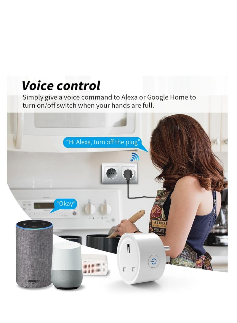 رايتشر قابس واي فاي ذكي، مقبس توصيل ذكي 16 أمبير متوافق، مع وظيفة مؤقت إحصاءات الكهرباء، مع جهاز تحكم عن بعد وصوت، لا يتطلب محورًا - Image 5