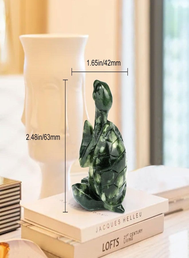 gemshan Jade Turtle Statue for Decoration - Hand Carved Healing Crystal Figurine for Office Desk, Beach House Decor & Feng Shui Gifts - Image 2