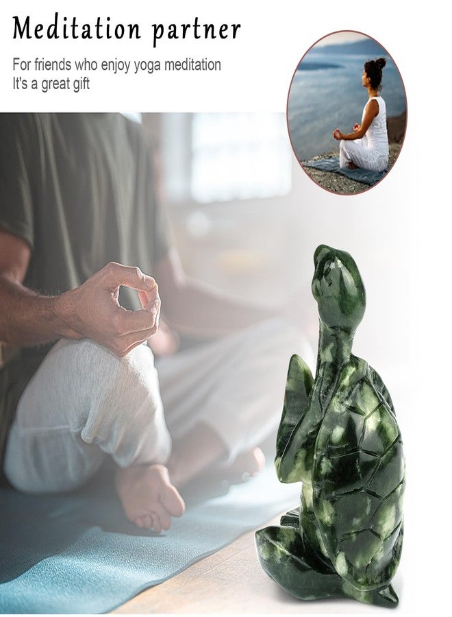 gemshan Jade Turtle Statue for Decoration - Hand Carved Healing Crystal Figurine for Office Desk, Beach House Decor & Feng Shui Gifts - Image 5