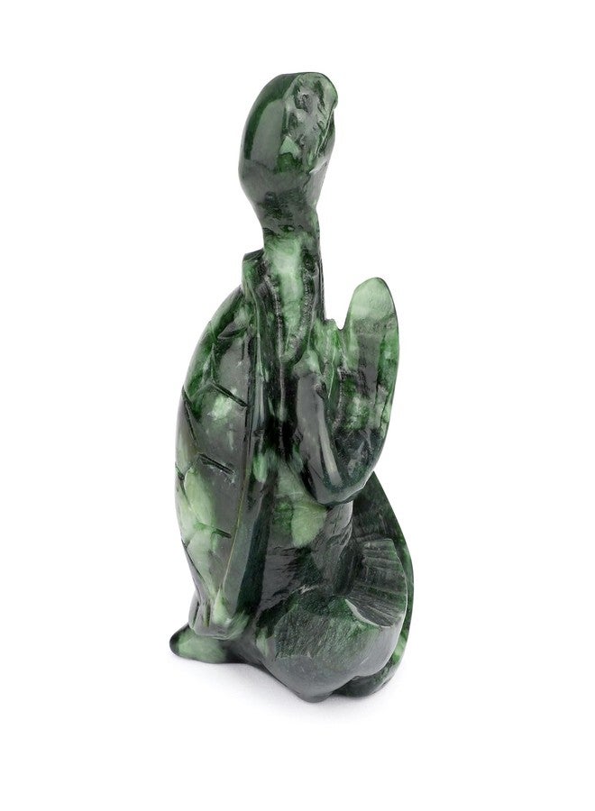 gemshan Jade Turtle Statue for Decoration - Hand Carved Healing Crystal Figurine for Office Desk, Beach House Decor & Feng Shui Gifts - Image 1