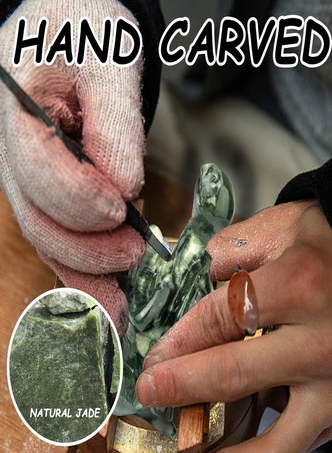 gemshan Jade Turtle Statue for Decoration - Hand Carved Healing Crystal Figurine for Office Desk, Beach House Decor & Feng Shui Gifts - Image 4