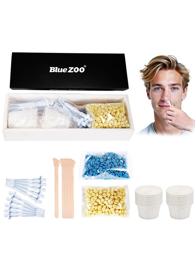 Blue zoo Nose Wax Kit, Nose Ear Hair Instant Removal Kits, Multicolour Wax Beans Kit - Image 1