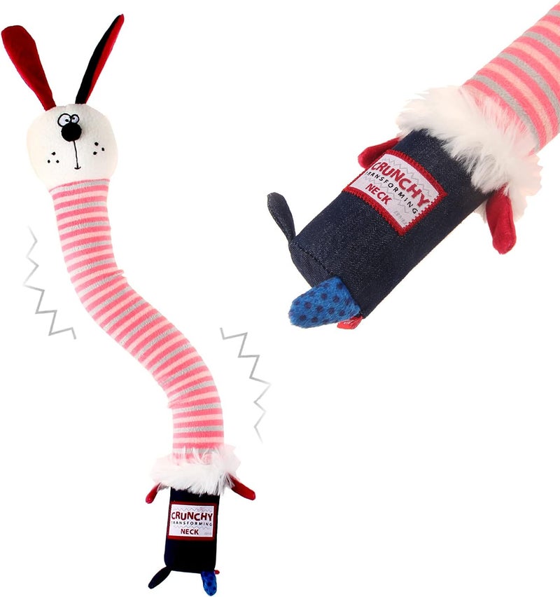 Crunchy Neck Plush Friendz Rabbit Dog Toy with Squeaker - Small Size - Image 3