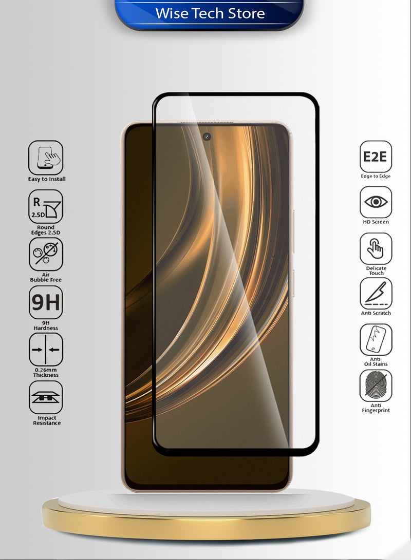 دبليو تيك واقي شاشة زجاجي مقوّى كامل الغطاء بكامل الغراء لسلسلة Realme 15 Lite 5G 2025 Premium E2E (MSGECN) - شفاف/أسود - Image 2