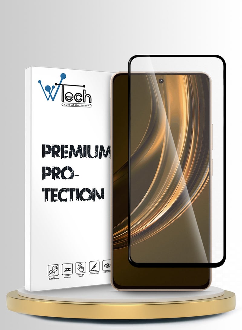 دبليو تيك واقي شاشة زجاجي مقوّى كامل الغطاء بكامل الغراء لسلسلة Realme 15 Lite 5G 2025 Premium E2E (MSGECN) - شفاف/أسود - Image 1