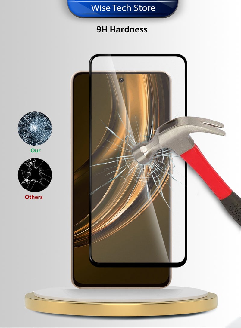 دبليو تيك واقي شاشة زجاجي مقوّى كامل الغطاء بكامل الغراء لسلسلة Realme 15 Lite 5G 2025 Premium E2E (MSGECN) - شفاف/أسود - Image 3