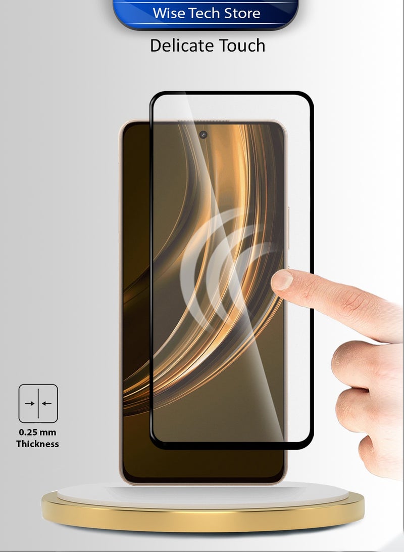 دبليو تيك واقي شاشة زجاجي مقوّى كامل الغطاء بكامل الغراء لسلسلة Realme 15 Lite 5G 2025 Premium E2E (MSGECN) - شفاف/أسود - Image 4