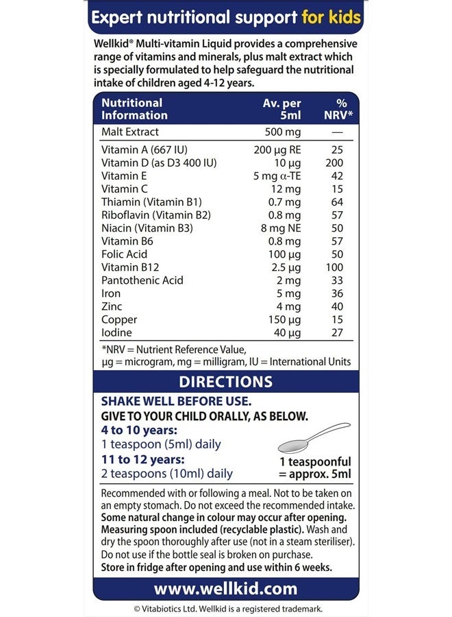 Wellkid by Vitabiotics Multi-Vitamin Liquid 150ml - Image 4