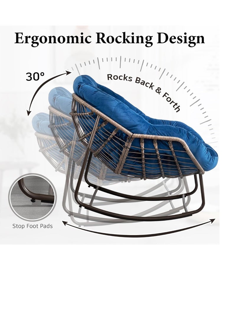 Wooden Twist Wooden Twist Indoor Outdoor Comfy Wicker Lounge Rocking Chair (Blue)  - Image 3
