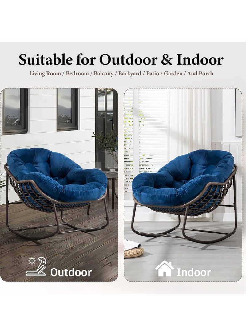 Wooden Twist Wooden Twist Indoor Outdoor Comfy Wicker Lounge Rocking Chair (Blue)  - Image 5