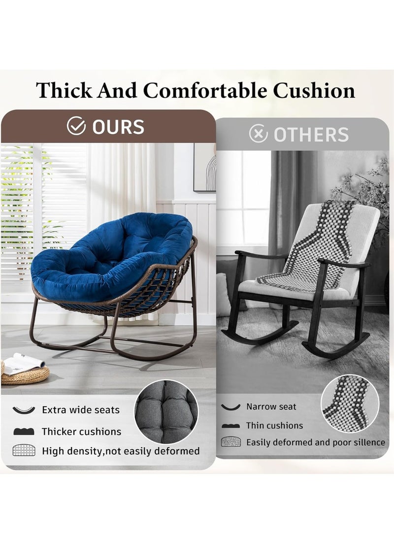 Wooden Twist Wooden Twist Indoor Outdoor Comfy Wicker Lounge Rocking Chair (Blue)  - Image 4