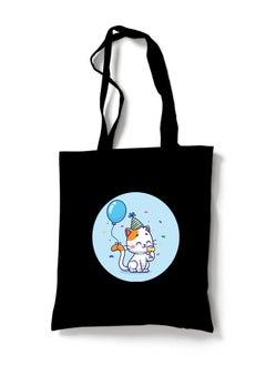 Reusable Eco Friendly Black Cotton Canvas Tote Bag/Shopping/Shoulder Bag Cute Cat Birthday