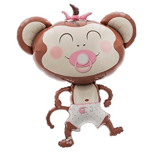 Northstar 62854 Baby Girl Monkey Foil Mylar Party Balloon, 41", Multicolor, Pack of 1 - Image 2