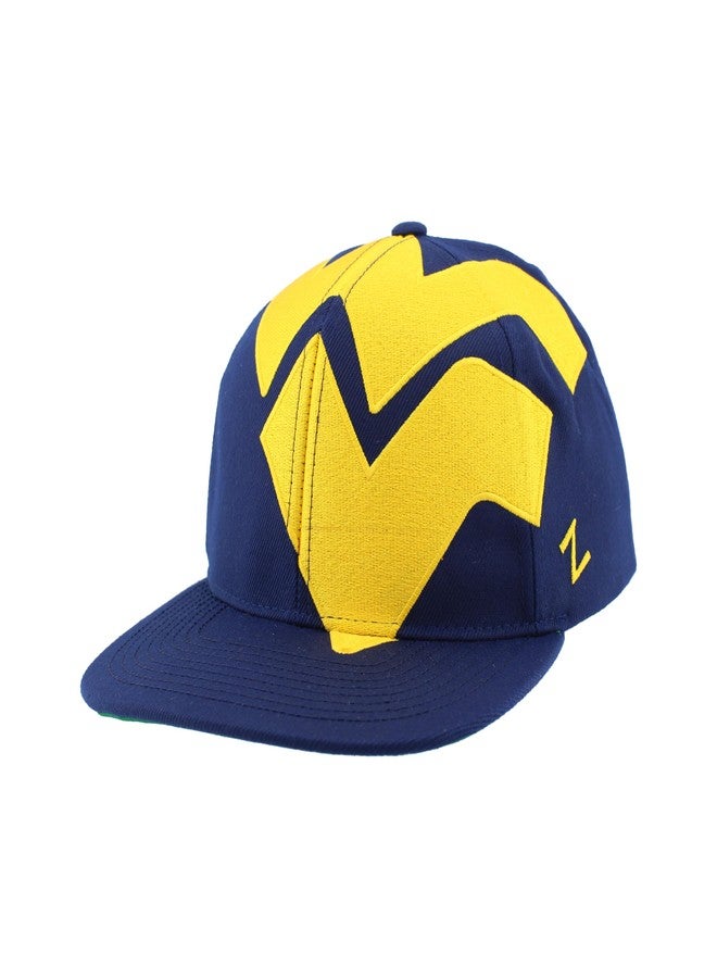 ZHATS West Virginia Mountaineers NCAA Officially Licensed Adjustable Snapback Hat Flat Bill Z11 Retro Over The Top Black - Image 1