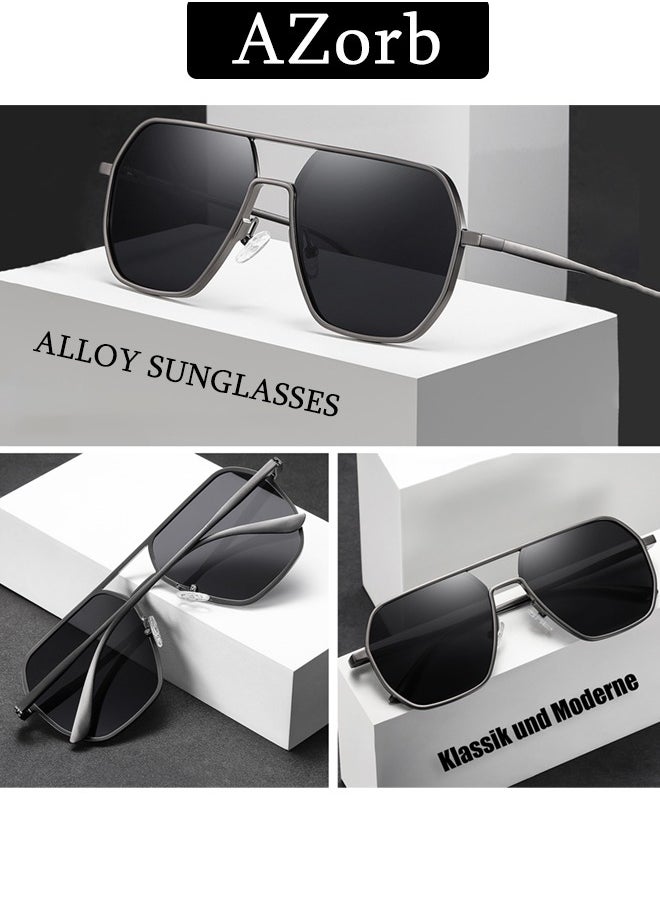 AZorb Polarized  Aviator Sunglasses for Men Women Shades Magnesiu Aluminum Alloy Metal Frame Men's Sun Glasses UV400 Protection for Drive Fishing Travel Sunglasses Black  - Image 2