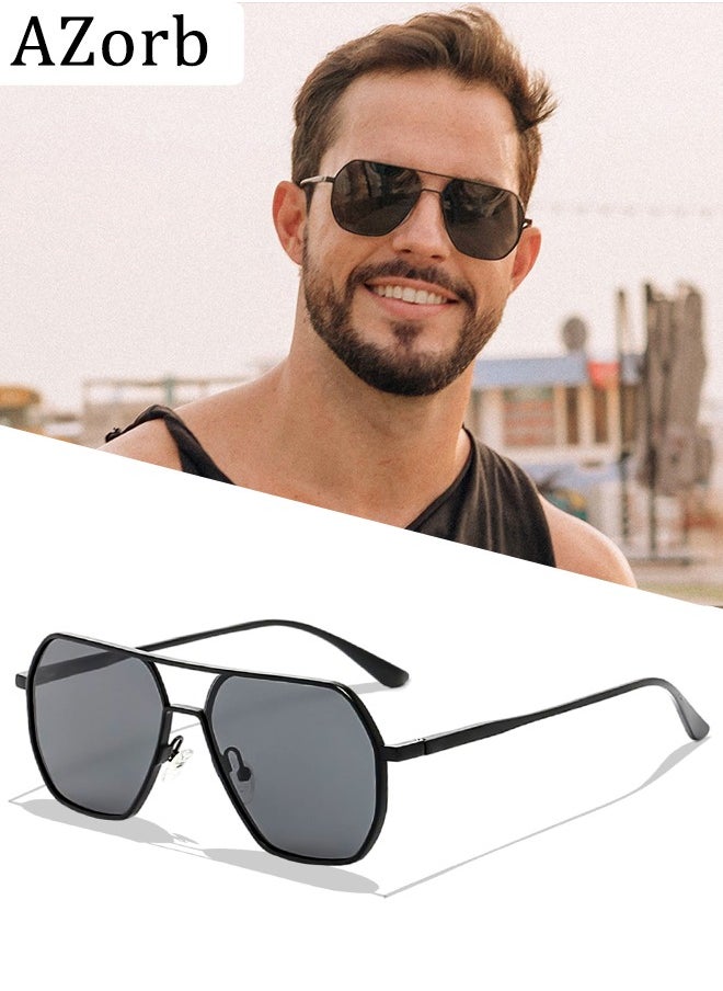 AZorb Polarized  Aviator Sunglasses for Men Women Shades Magnesiu Aluminum Alloy Metal Frame Men's Sun Glasses UV400 Protection for Drive Fishing Travel Sunglasses Black  - Image 1