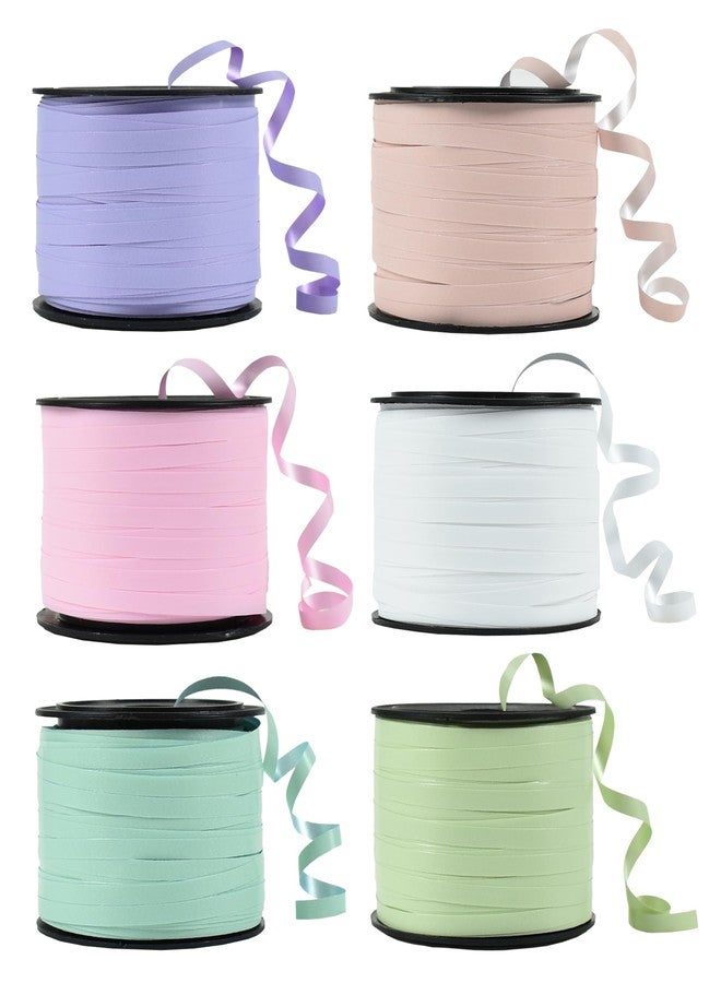 BEISHIDA 6 Rolls Assorted Color Curling Ribbon with Balloon String - Pastel Colors for Gift Wrapping, Birthday, Easter and Party Decoration - Image 1