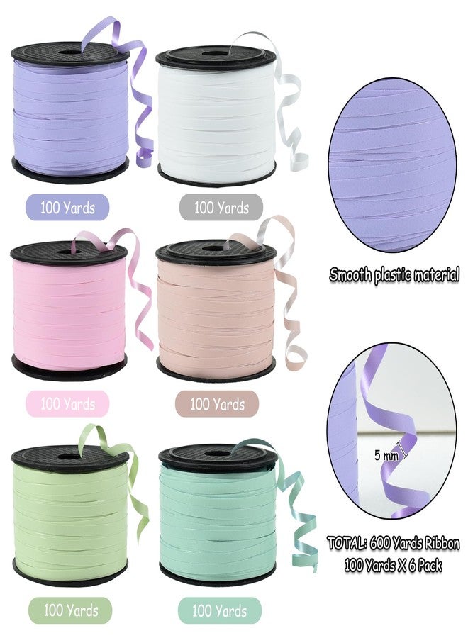 BEISHIDA 6 Rolls Assorted Color Curling Ribbon with Balloon String - Pastel Colors for Gift Wrapping, Birthday, Easter and Party Decoration - Image 2