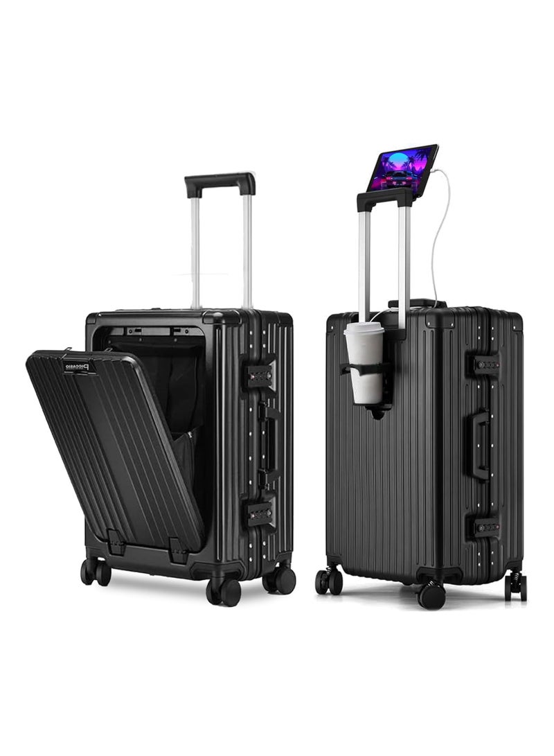 HOPHOP 20 Inches Travel Luggage Carry-on Lightweight Fashion trolley with Spinner Weels Suitcase with Open Laptop Compartment for Unisex Adults (Polycarbonate ) - Image 1