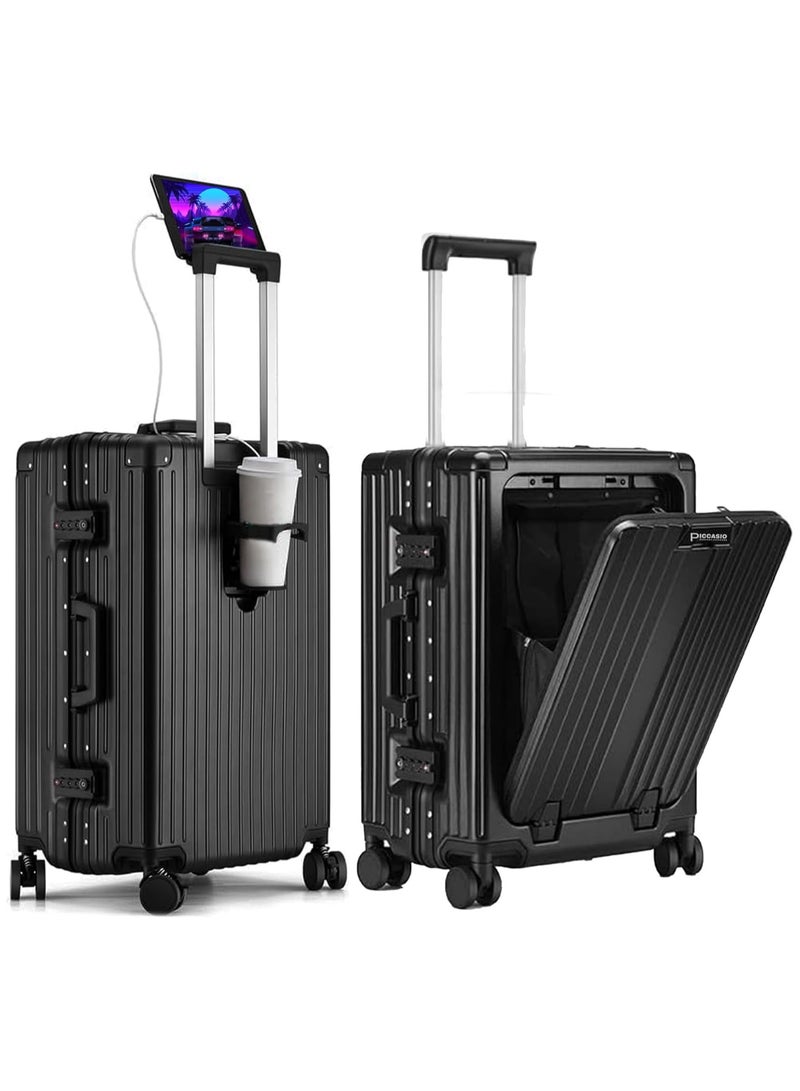 HOPHOP 20 Inches Travel Luggage Carry-on Lightweight Fashion trolley with Spinner Weels Suitcase with Open Laptop Compartment for Unisex Adults (Polycarbonate ) - Image 2