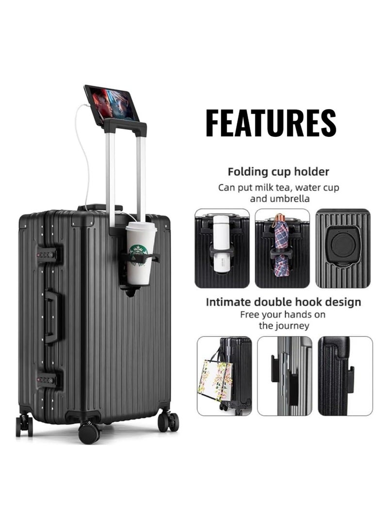 HOPHOP 20 Inches Travel Luggage Carry-on Lightweight Fashion trolley with Spinner Weels Suitcase with Open Laptop Compartment for Unisex Adults (Polycarbonate ) - Image 3