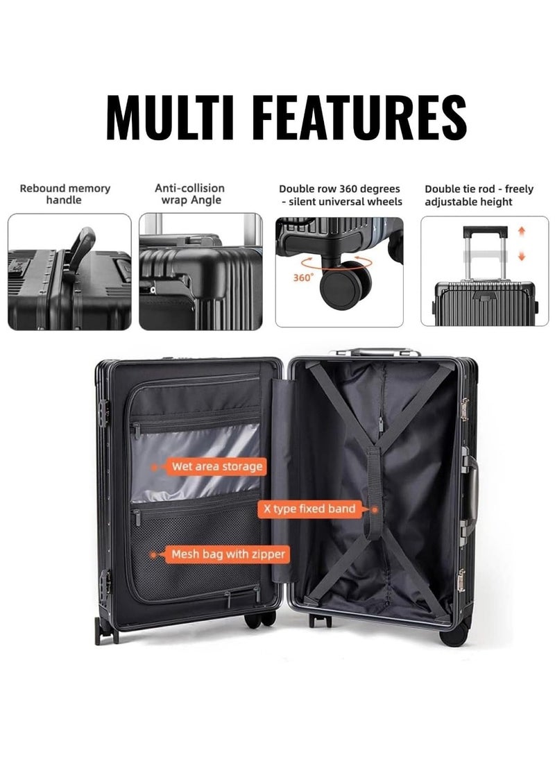 HOPHOP 20 Inches Travel Luggage Carry-on Lightweight Fashion trolley with Spinner Weels Suitcase with Open Laptop Compartment for Unisex Adults (Polycarbonate ) - Image 4