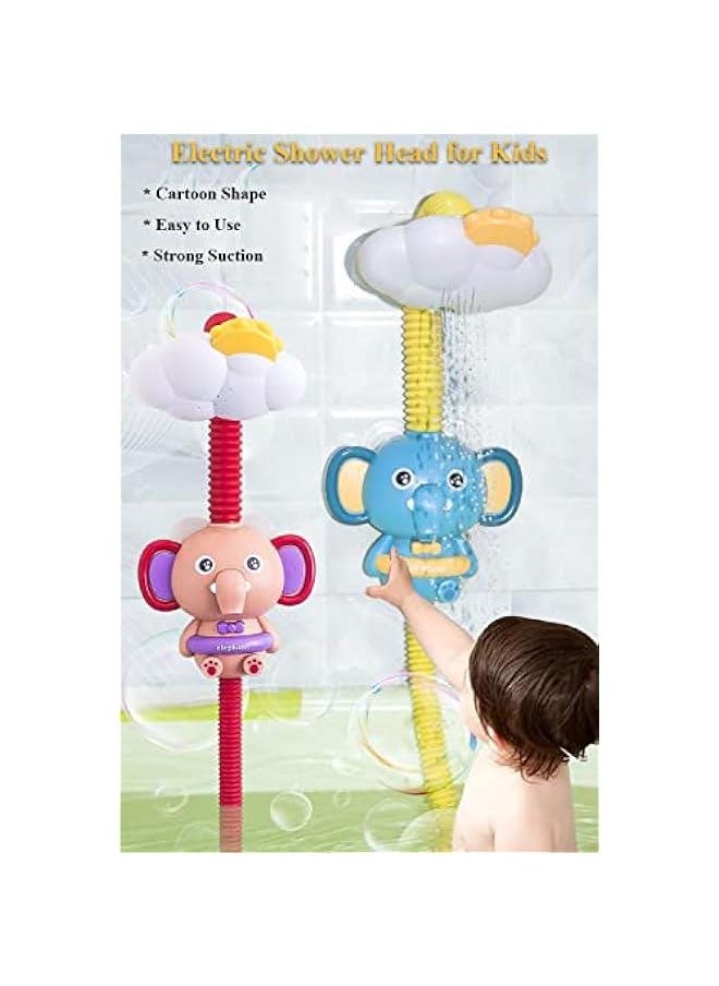Generic - Bathtub Shower Head Toy, Elephant Electric Shower Sprinkler Toy for Kids Tub Shower Head Electric Water Pump Bath Toy Toddlers Hand Shower Sprinkler Bathtub Toy with 3 Suction Cups (Blue) - Image 1