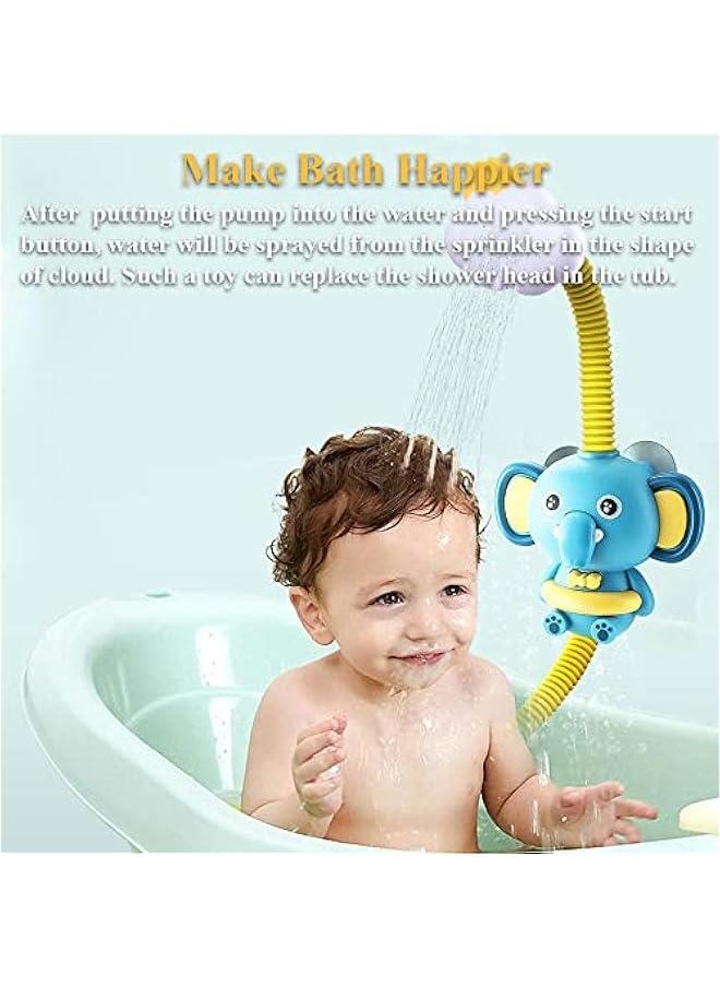 Generic - Bathtub Shower Head Toy, Elephant Electric Shower Sprinkler Toy for Kids Tub Shower Head Electric Water Pump Bath Toy Toddlers Hand Shower Sprinkler Bathtub Toy with 3 Suction Cups (Blue) - Image 1