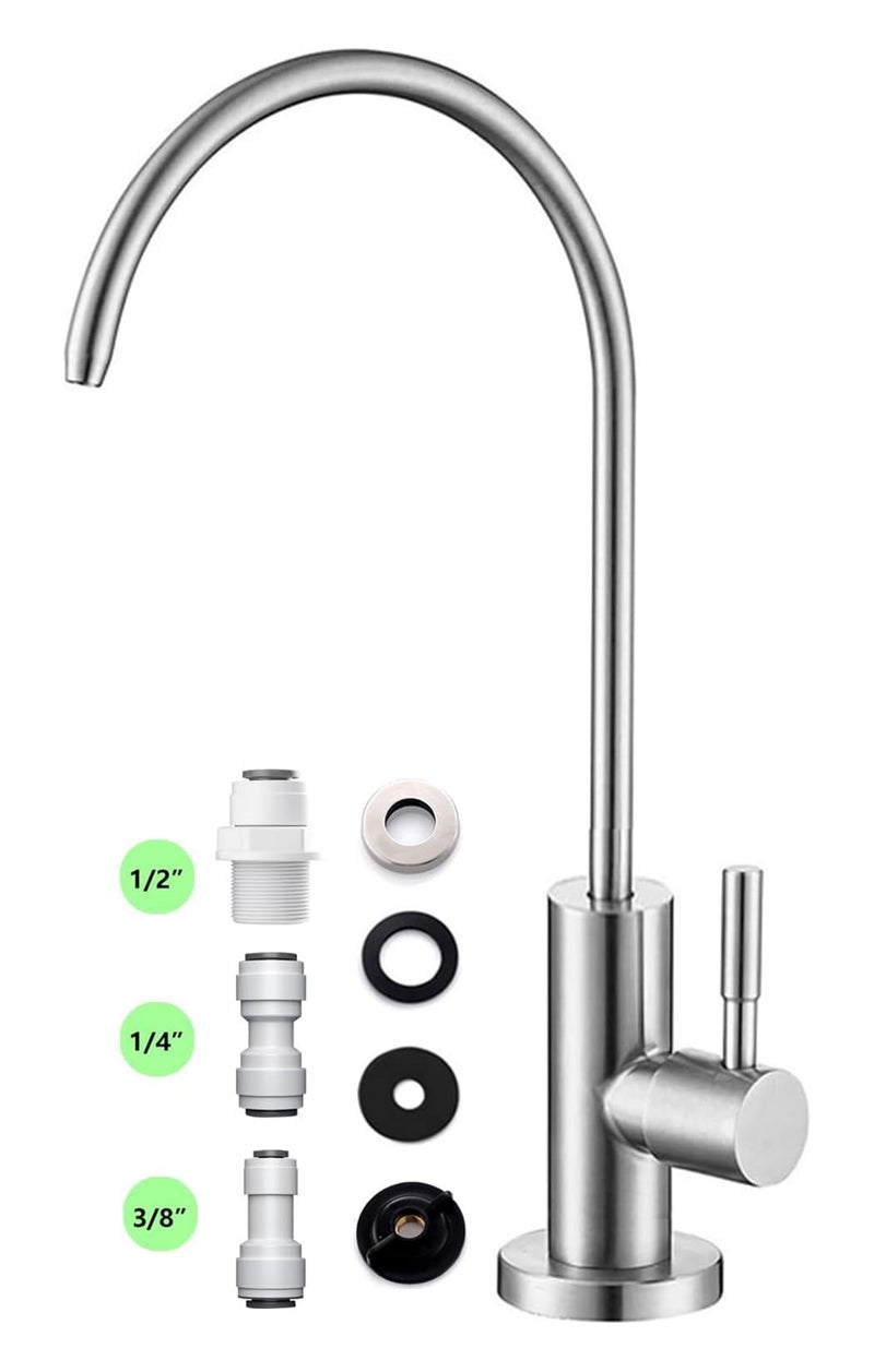 Gonabos Drinking Water Faucet for Kitchen,100% Lead-Free Reverse Osmosis Faucets,Stainless Steel Kitchen Filtered Water Faucets,Brushed Nickel RO Faucet with Longer Thread Pipe - Image 3