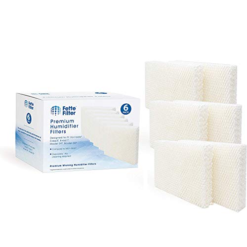 Fette Filter Humidifier Wick Replacement Filters Compatible with Vornado MD1-0002 for MD10002 MD10001 MD1-0001 EVAP1 EVAP3 Model 30/40/50 HU1-0021 Holmes HM250 HM405 HM406 HM725 Part # MD1-0002 MD1-0001 Pack of 6 - Image 1