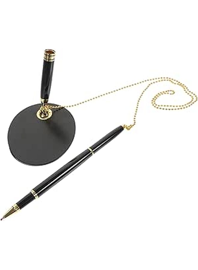 Multi Function Chain Signature Pen 0.5mm Black Ink For Office Hotel Guest Book - Image 1
