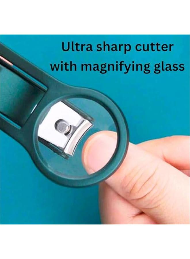 Nail Clipper with Magnifier for Seniors, Nail Cutter with Magnifying Glass, Heavy Duty, Stainless Steel, Deep Green - Image 2