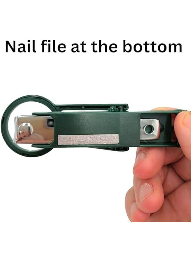 Nail Clipper with Magnifier for Seniors, Nail Cutter with Magnifying Glass, Heavy Duty, Stainless Steel, Deep Green - Image 5