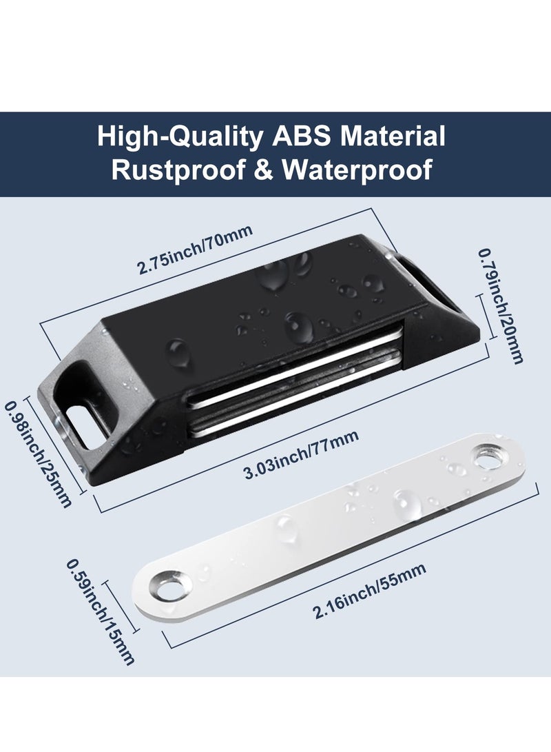SOLARAE خطاف باب مغناطيسي 4 عبوات مغناطيسات أبواب خزائن لاصقة مغناطيسات أبواب ثقيلة مغناطيسات أبواب سوداء لخزائن المطبخ وخزائن الملابس - Image 4