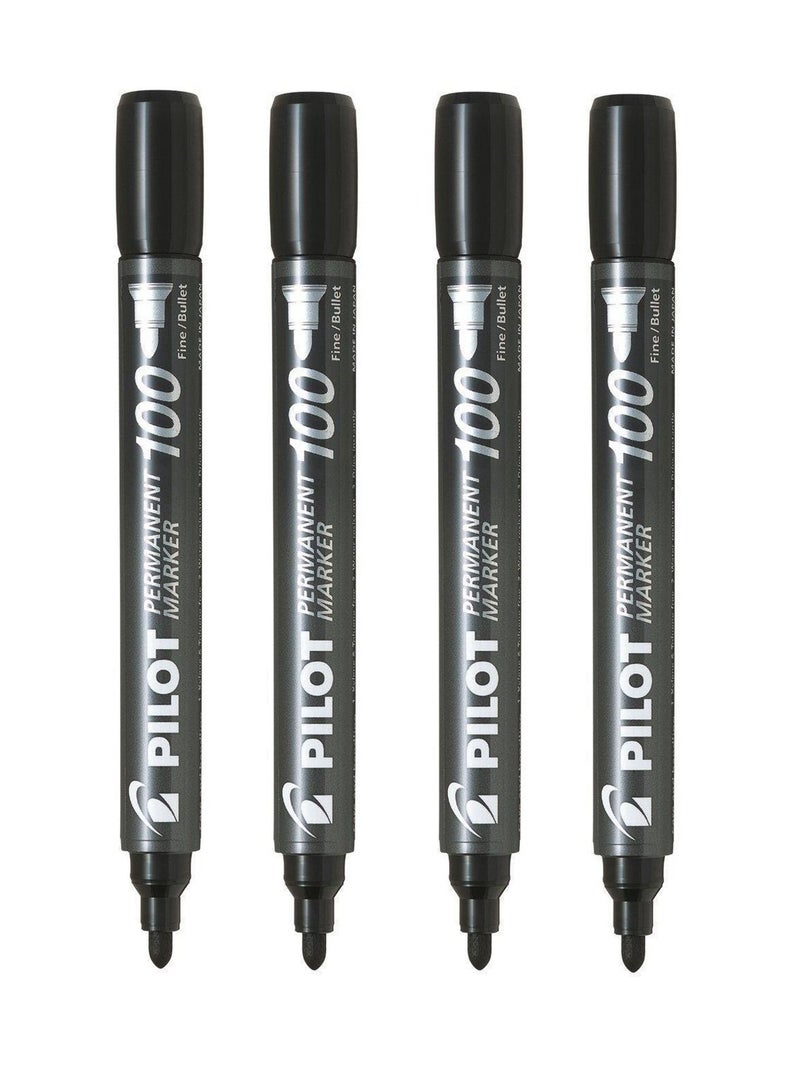 PILOT 4-Piece Bullet Tip Permanent Marker Black Ink - Image 1