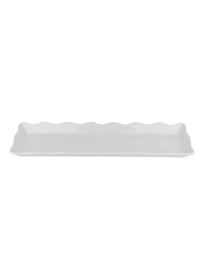غت صينية عرض الطعام GET ML-112-W ذات الحواف المزخرفة، مقاس 19 بوصة × 5.25 بوصة، لون أبيض - Image 1