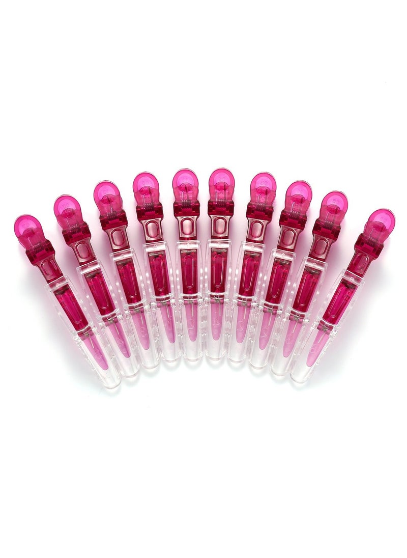Liasun 10pcs/set Croc Clips Transparent Plastic Hairdresser Clips Hair Styling Sectioning Barrettes Non Slip Alligator Clips Salon DIY Accessories for Women and Girls(10pcs-Rose Red) 