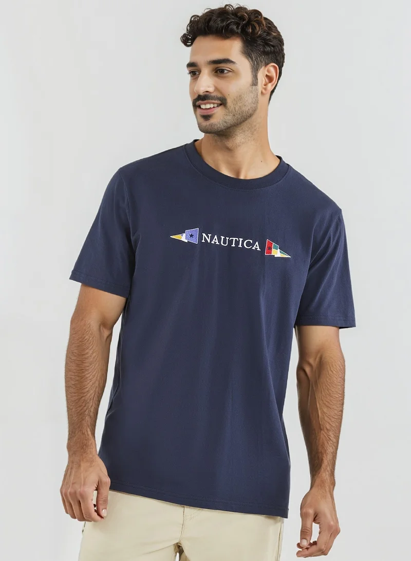 نوتيكا تيشيرت قطن بريميوم بقصة عادية وطبعة جرافيك