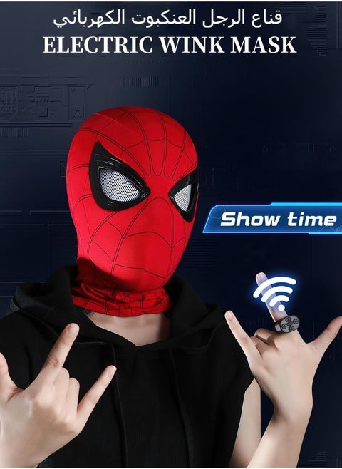Ring Remote Control Can Open And Close Eyes Super Hero Spiderman (Advanced Electric Model) Helmet Mask